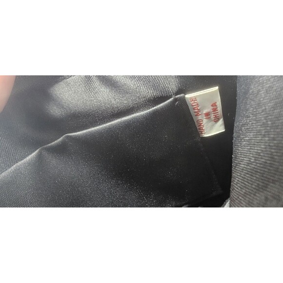 Vintage Hand Beaded Silver Black Linear Design Shoulder Crossbody Evening Bag - Picture 7 of 14